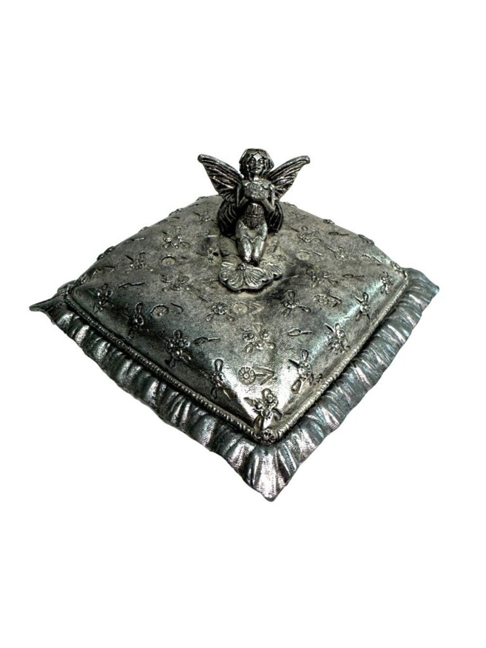 Tooth Fairy Trinket Box by Metzke Made in USA Pewter Pillow 3" x 3"